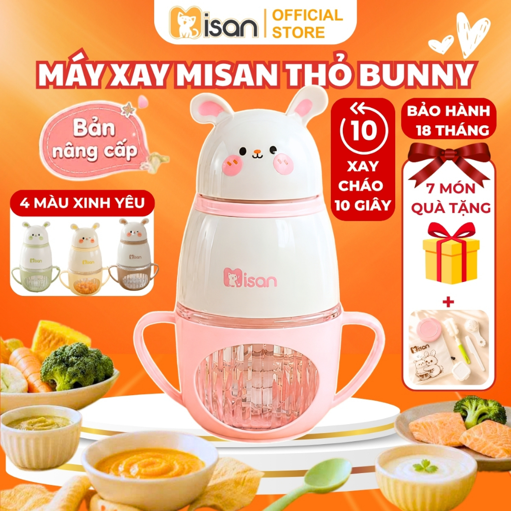 Máy Xay Đa Năng Misan 8 Lưỡi  Cối Thủy Tinh Xay Nhuyễn Đồ Ăn Dặm Cho Bé