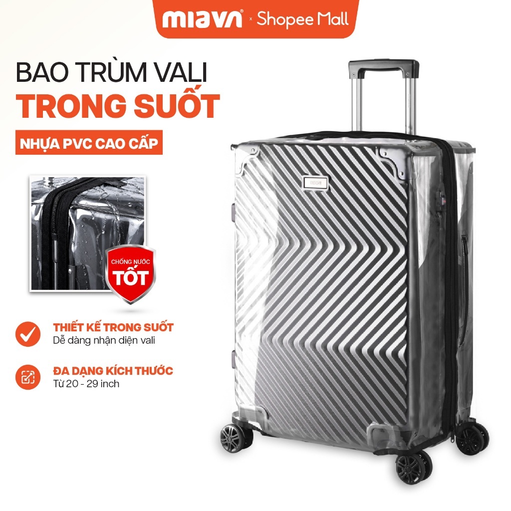 Bao Trùm Trong Suốt Bảo Vệ Vali Du Lịch MIA Clearguard Cover  - Chống Trầy Xước, Kích Thước Đầy Đủ Size