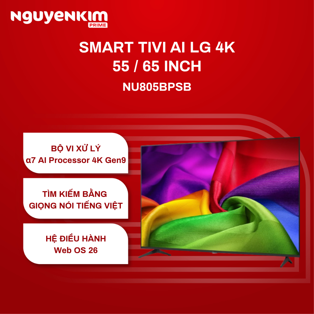 [Phí Lắp đặt 0Đ HN HCM] Smart Tivi AI LG 4K 65 inch 65NU805BPSB / 55 inch 55NU805BPSB