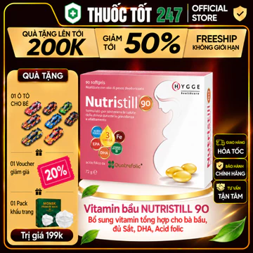 Vitamin bầu NUTRISTILL 90 nhập khẩu Ý, bổ sung vitamin tổng hợp cho bà bầu, đủ Sắt, DHA, Acid folic - THUOCTOT247