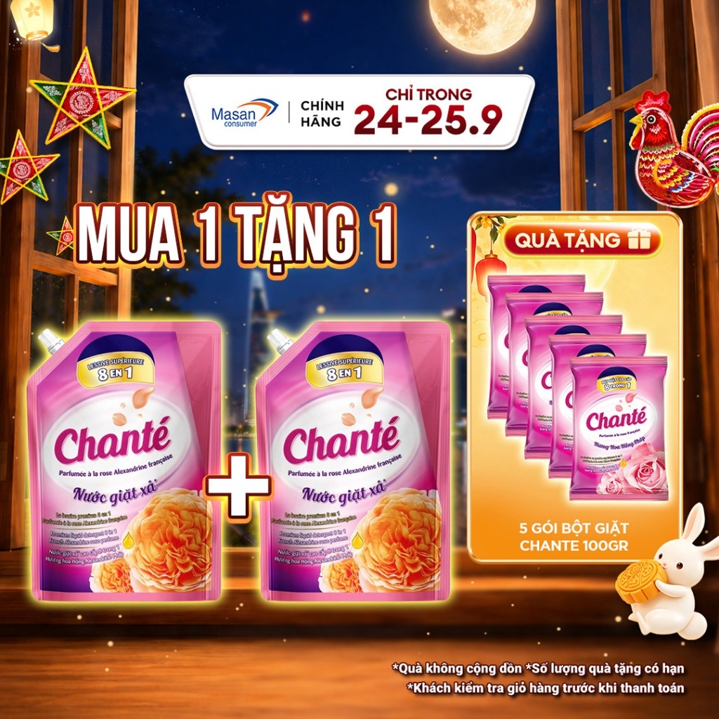 [LS] Combo 2 Túi Nước Giặt Xả Chanté Cao Cấp 8 Trong 1