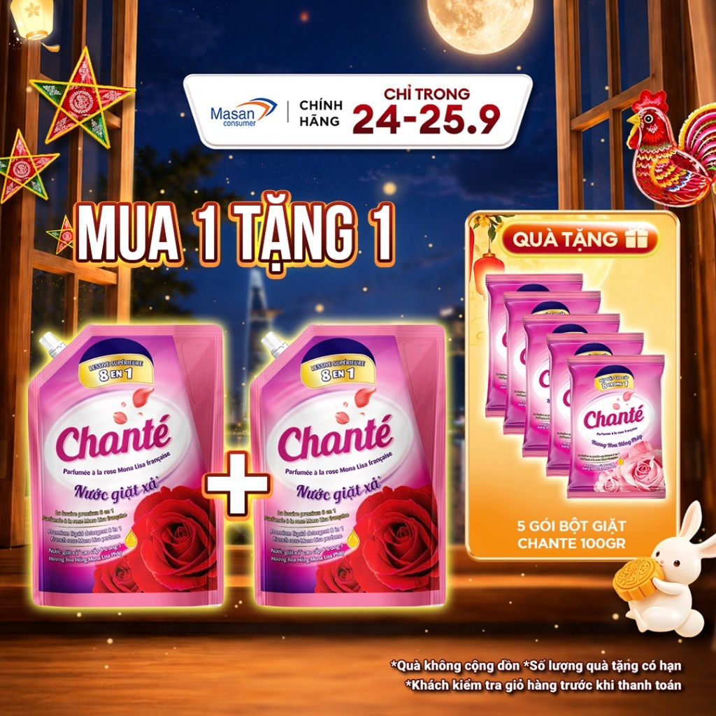 Combo 2 Túi Nước Giặt Xả Chanté Cao Cấp 8 Trong 1