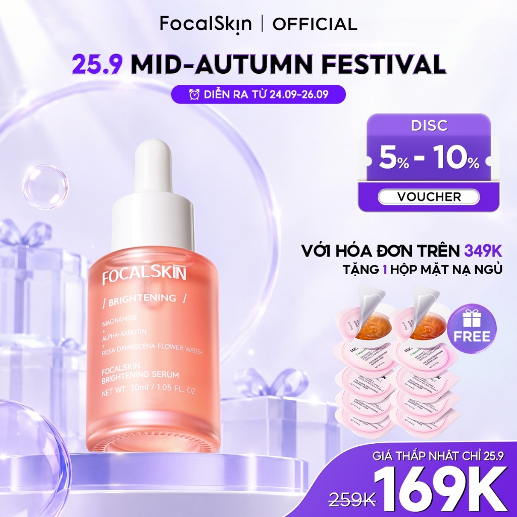 FOCALSKIN Serum Dưỡng Trắng Da Mờ Thâm Mụn Gấp Đôi Vitamin C + Niacinamide B3 +  Alpha Arbutin 30ml