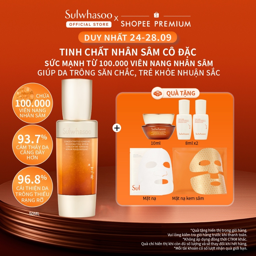 Tinh Chất Nhân Sâm Cô Đặc Dưỡng Da Săn Chắc 50ML Sulwhasoo Concentrated Ginseng Rejuvenating Serum