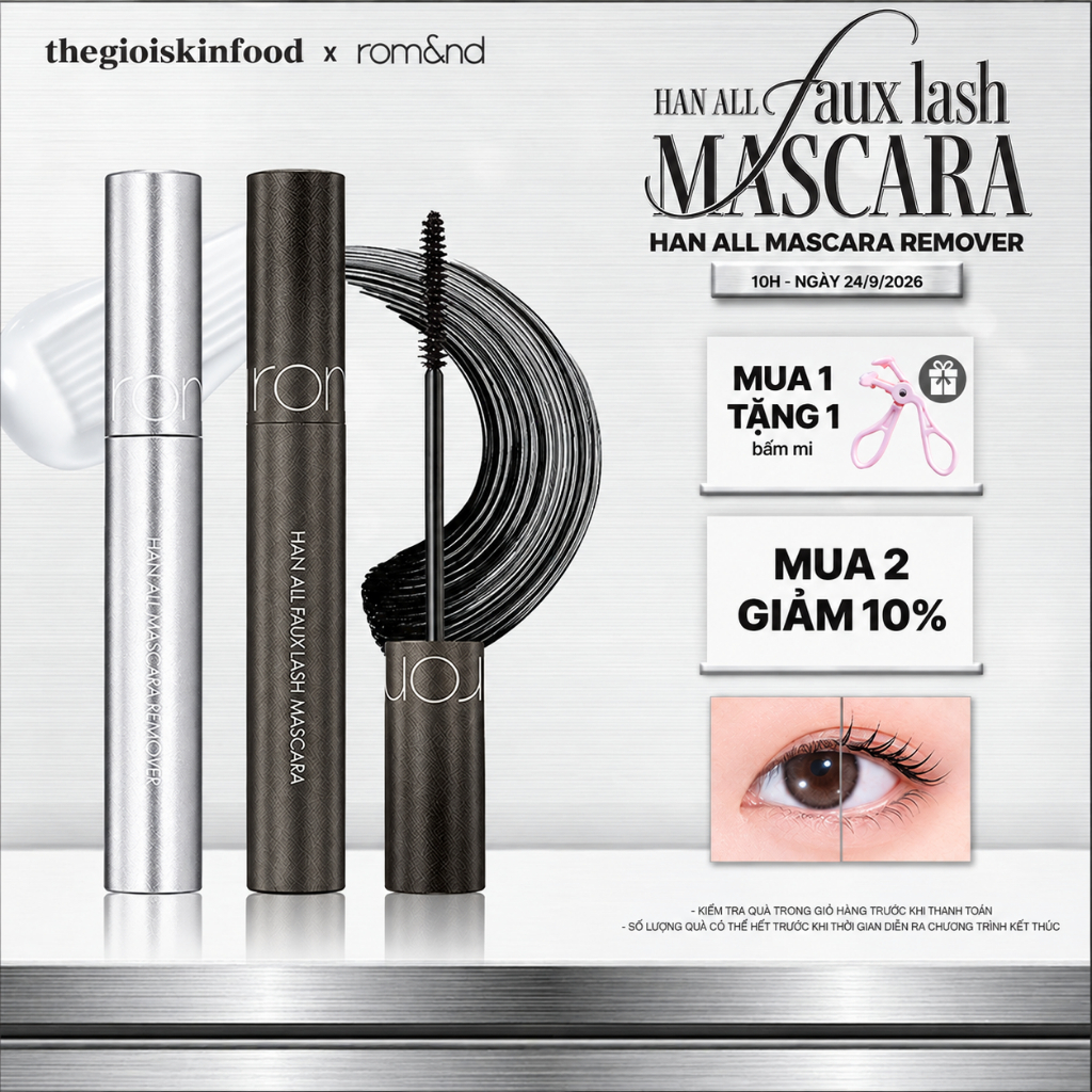 [rom&nd] Mascara Chuốt Mi Làm Tơi Mi, Cong Và Dài Mi Romand Faux Lash Mascara 7g ThegioiSkinfood