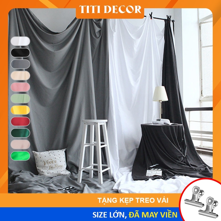 [Kèm Quà Tặng] Phông Vải Trơn Treo Tường Làm Nền Chụp Ảnh Trong Nhà - TiTi Decor