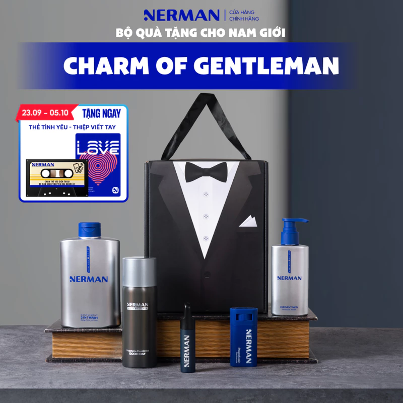 Bộ quà tặng cho nam Charm Of Gentleman - Sữa tắm gội 3in1 350ml & DDVS nam 100ml & Xịt khử mùi — ảnh 1
