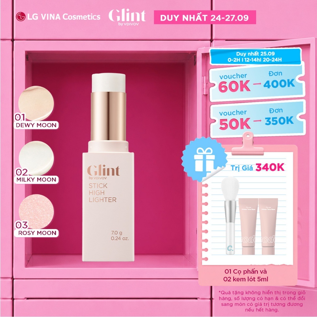 [LG Makeup VN] Nhũ bắt sáng highlight Glint dạng thỏi 7g chứa bột ngọc trai, tiện lợi, dưỡng ẩm da