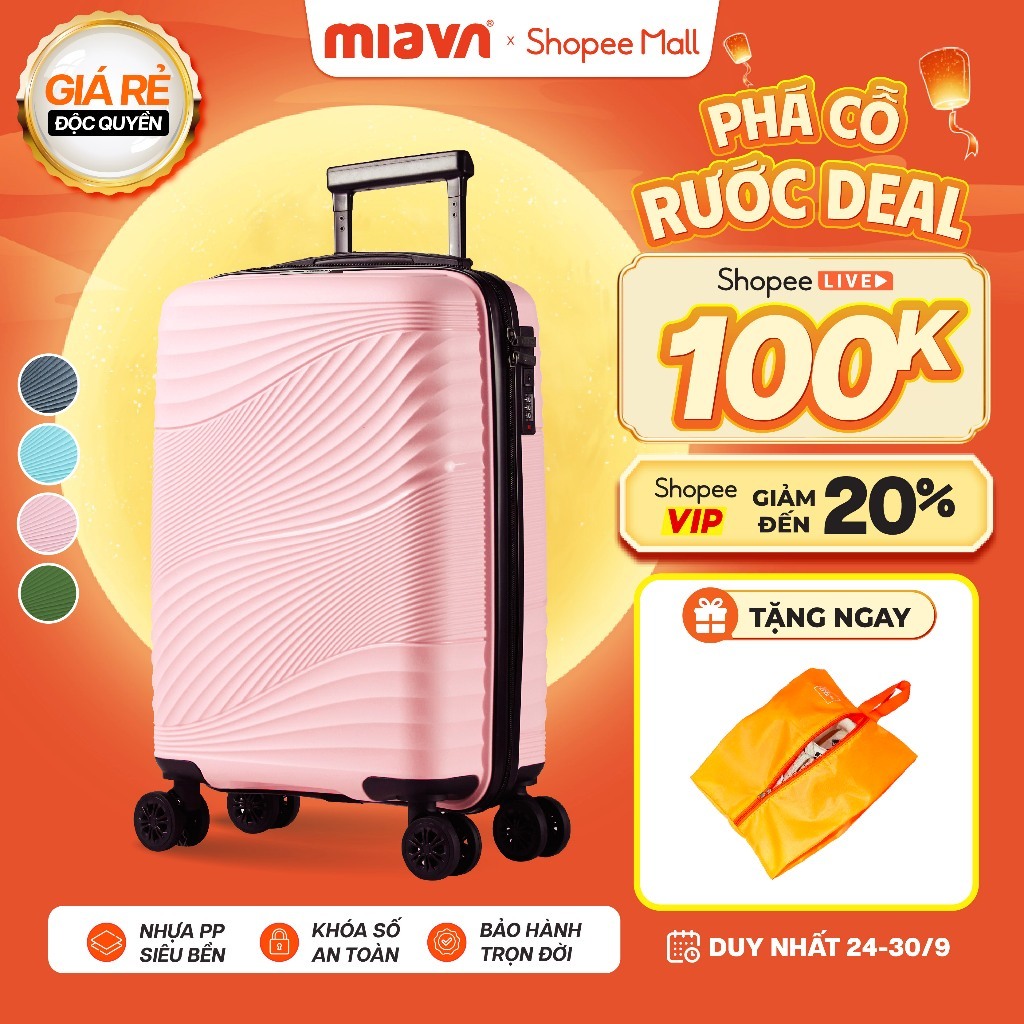 [🔥TOP DEAL] Vali Kéo MIAvn Larita ZENI - Size 19/24 Inch, Nhựa PP Bền Bỉ, Hạn Chế Bể Vỡ, Khoá Số, Bảo Hành Trọn Đời