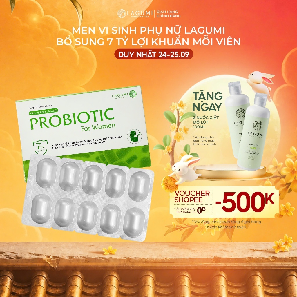 LAGUMI Probiotic For Women Hộp 10 Viên 7 Tỷ Lợi Khuẩn - Hỗ Trợ Cân Bằng Hệ Vi Sinh, Khí Hư Phụ Nữ