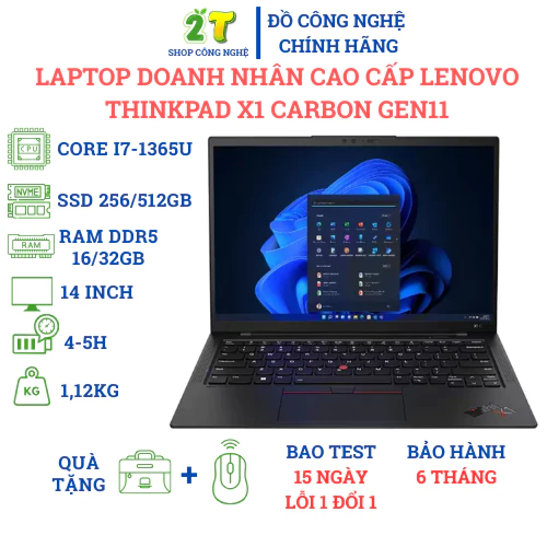 Lenovo ThinkPad X1 Carbon Gen 11 Core i7-1365U RAM 16GB SSD 512GB 14" FHD Laptop Doanh Nhân Cao Cấp