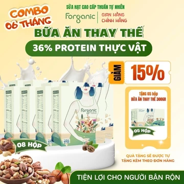 (ComboVIP 6 Tháng) Hộp 600Gx8 - Sữa Hạt Thay Thế Bữa ăn Forganic,Sữa hạt thuần chay 20 loại hạt bổ sung đạm thực vật 36%