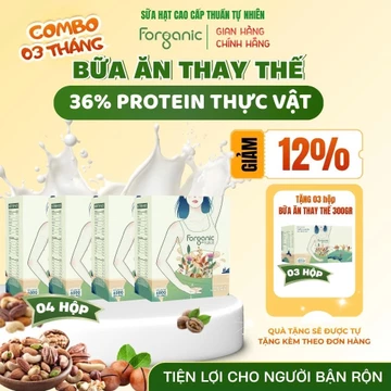 (ComboVIP 3 Tháng) Hộp 600Gx4 - Sữa Hạt Thay Thế Bữa ăn Forganic,Sữa hạt thuần chay 20 loại hạt bổ sung đạm thực vật 36%