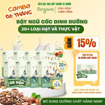 (ComboVIP 6 Tháng) Hộp 600Gx8 - Sữa Hạt Thuần Chay Forganic - Sữa hạt Gấc kết hợp hơn 20 loại hạt dinh dưỡng