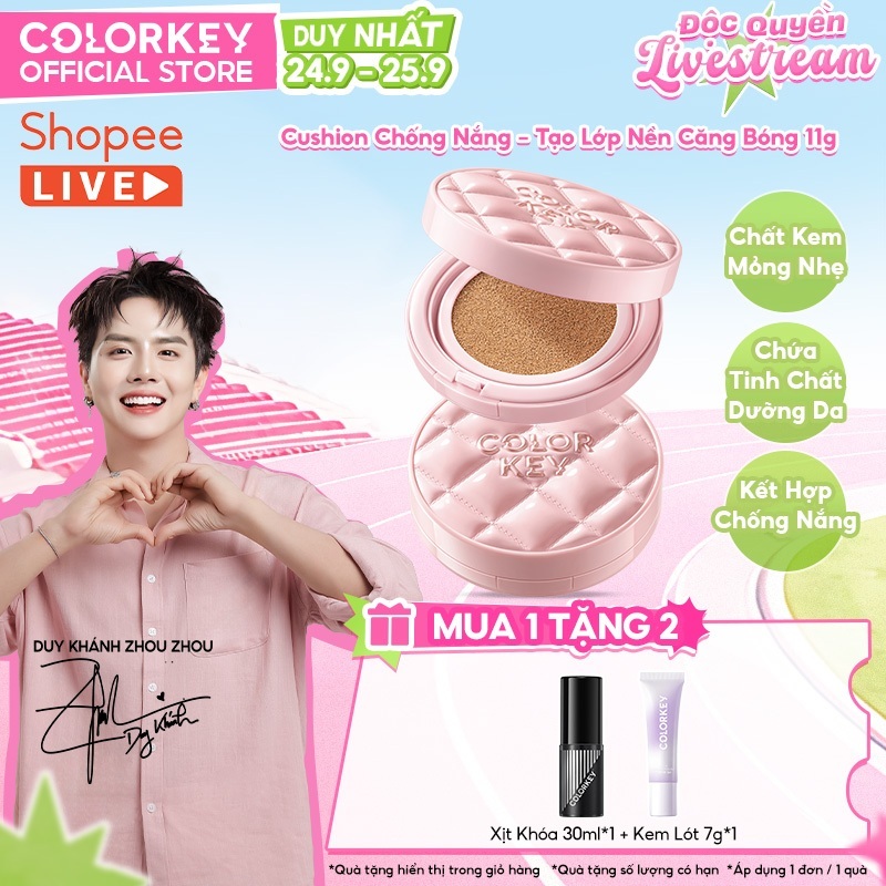 Phấn Nước Cushion Colorkey SPF50+ PA++++ Chống Nắng, Kiềm Dầu, Che Phủ Tự Nhiên, Makeup Mỏng Nhẹ 11g