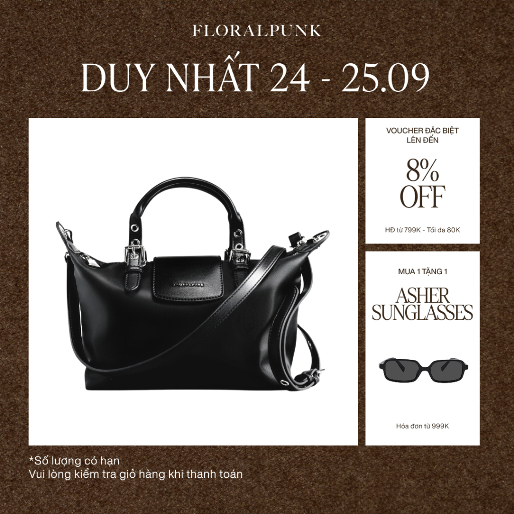 Túi Xách Floralpunk City Shopper Small - Màu Đen - Chất liệu Nylon cao cấp - Đeo chéo
