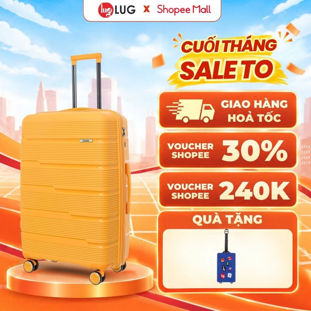 [ NHỎ - GỌN - NHẸ ] Vali Kéo LUG Holdall MP809 - Size 20, Size 24, Size 28: Nhựa PP chống bể vỡ, Khoá Số Bảo Mật An Toàn