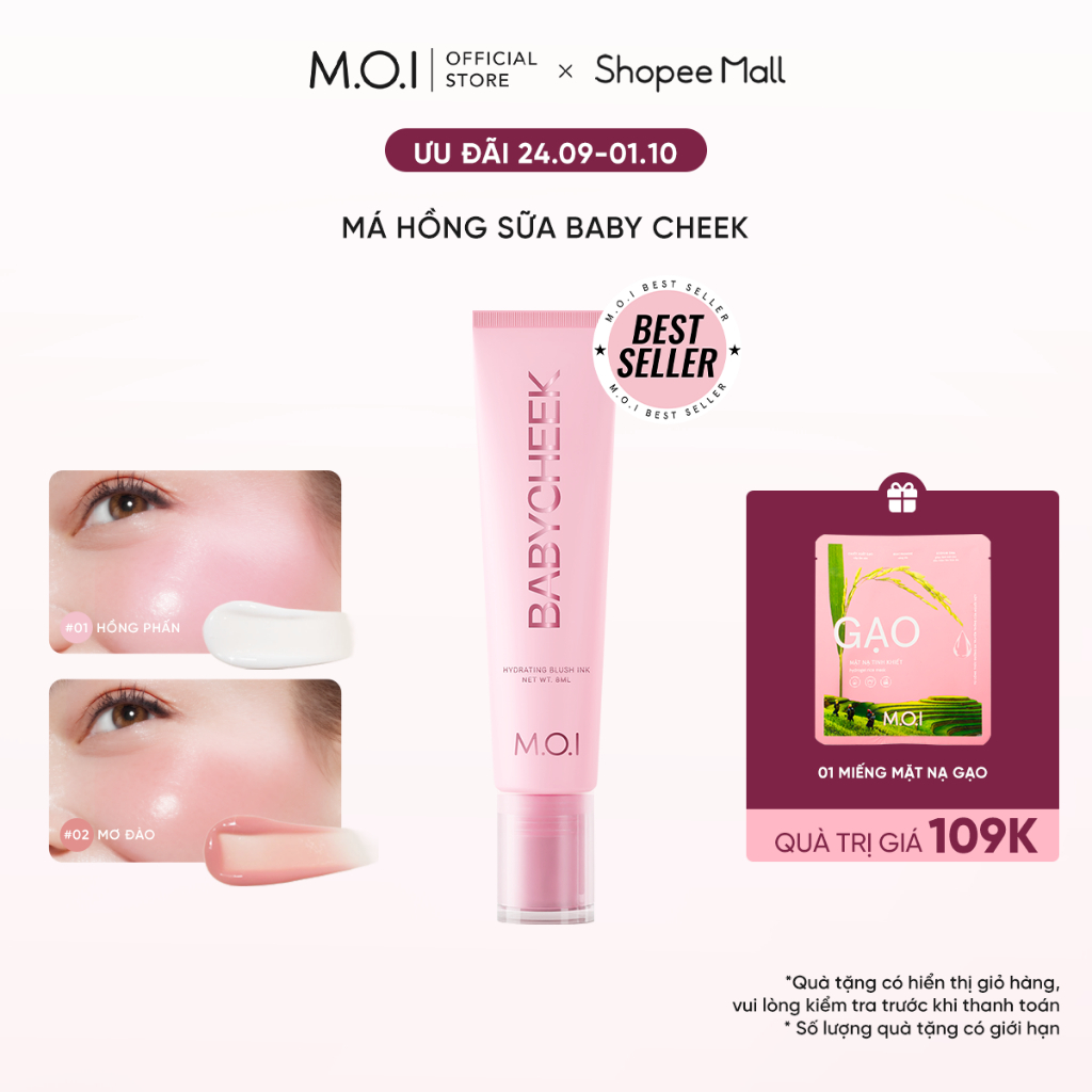 Má hồng sữa ửng hồng tự nhiên MOI Baby Cheek 14ml – Baby Cheek Hydrated Blush Ink