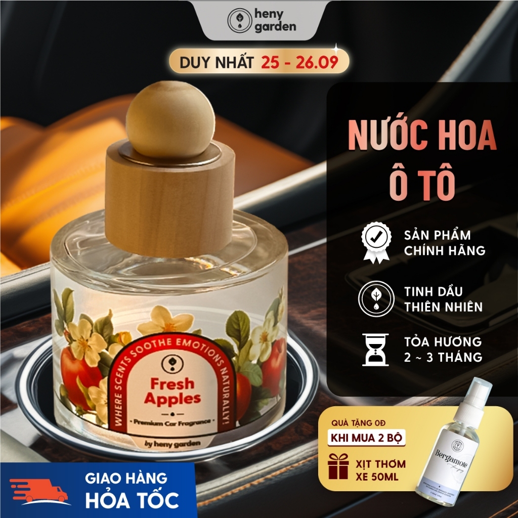 Nước Hoa Ô Tô HENY GARDEN Cao Cấp - Nước Hoa Xe Hơi, Tinh Dầu Thơm Xe Ô Tô Khử Mùi, Chống Say Xe, Mùi Hương Thư Giãn