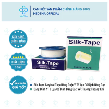 Băng Cuộn Y Tế Silk-Tape - Băng Dính Y Tế Lụa Cố Định Băng Gạc Vết Thương Thoáng Khí Bám Dính (1,25cm x 4m)