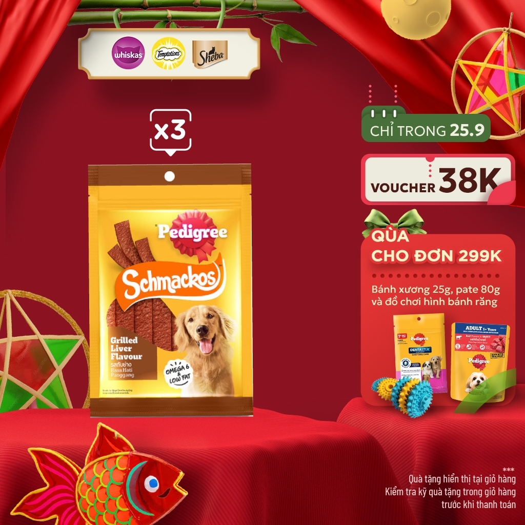 Pedigree Schmackos Bánh thưởng cho chó 70g (3 gói)