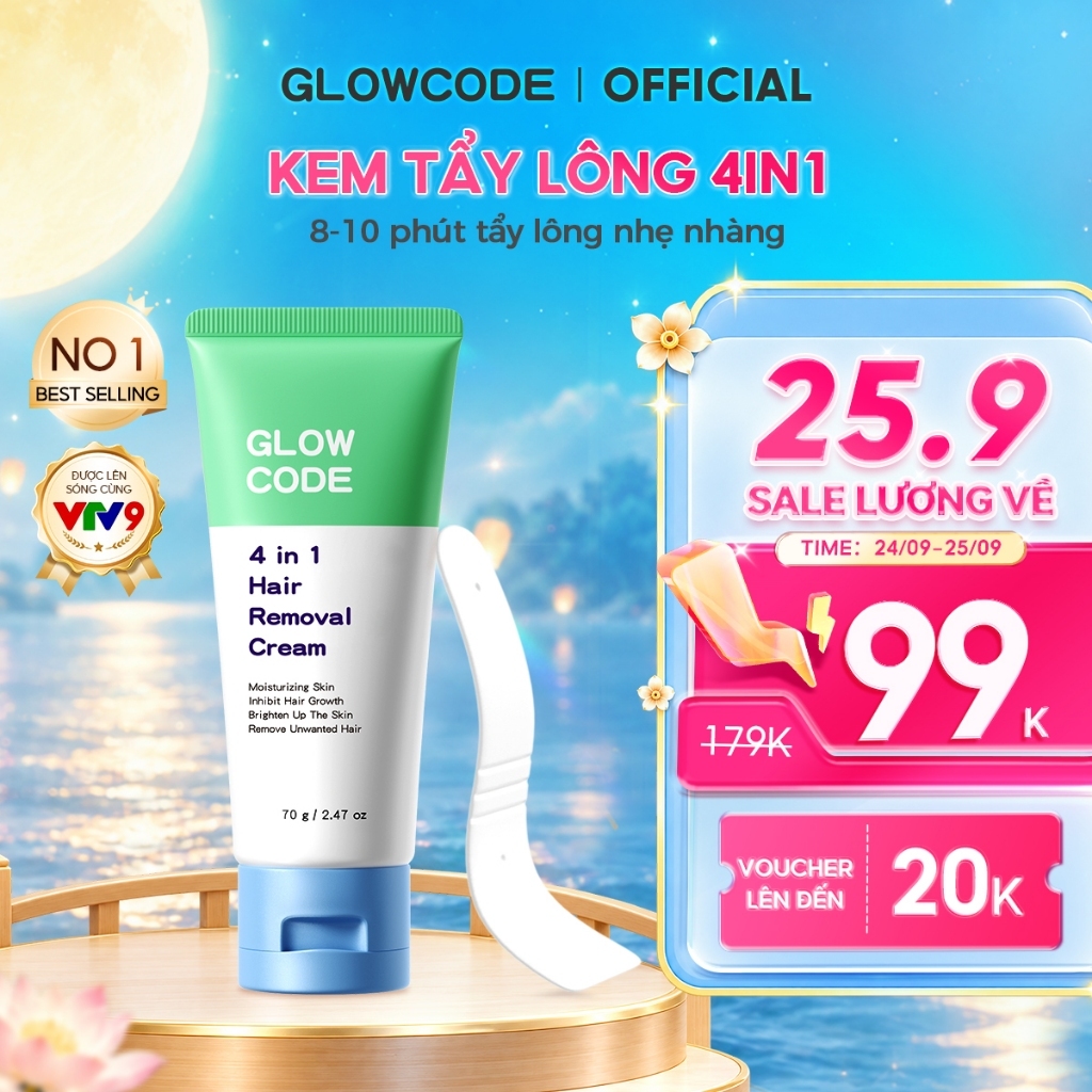 [GIẢM 27%] Kem Tẩy Lông 4in1 Glowcode Tẩy Lông Tay Chân Vùng Kín Nách Tẩy Lông An Toàn Dưỡng Ẩm Dịu Nhẹ Không Đau Rát