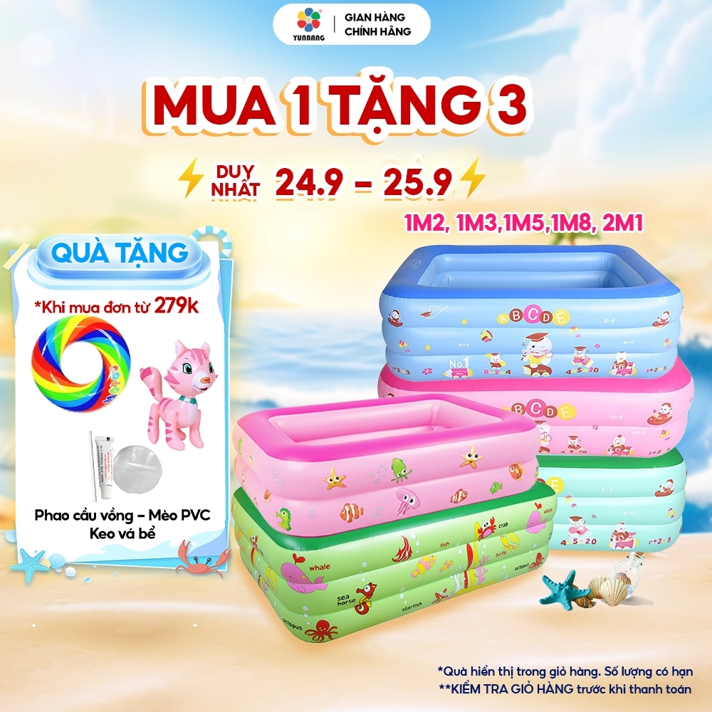 Bể bơi cho trẻ em hồ bơi cho bé phao bơi cho bé bể bơi gấp gọn cho bé 2-3 tầng chất liệu PVC cao cấp