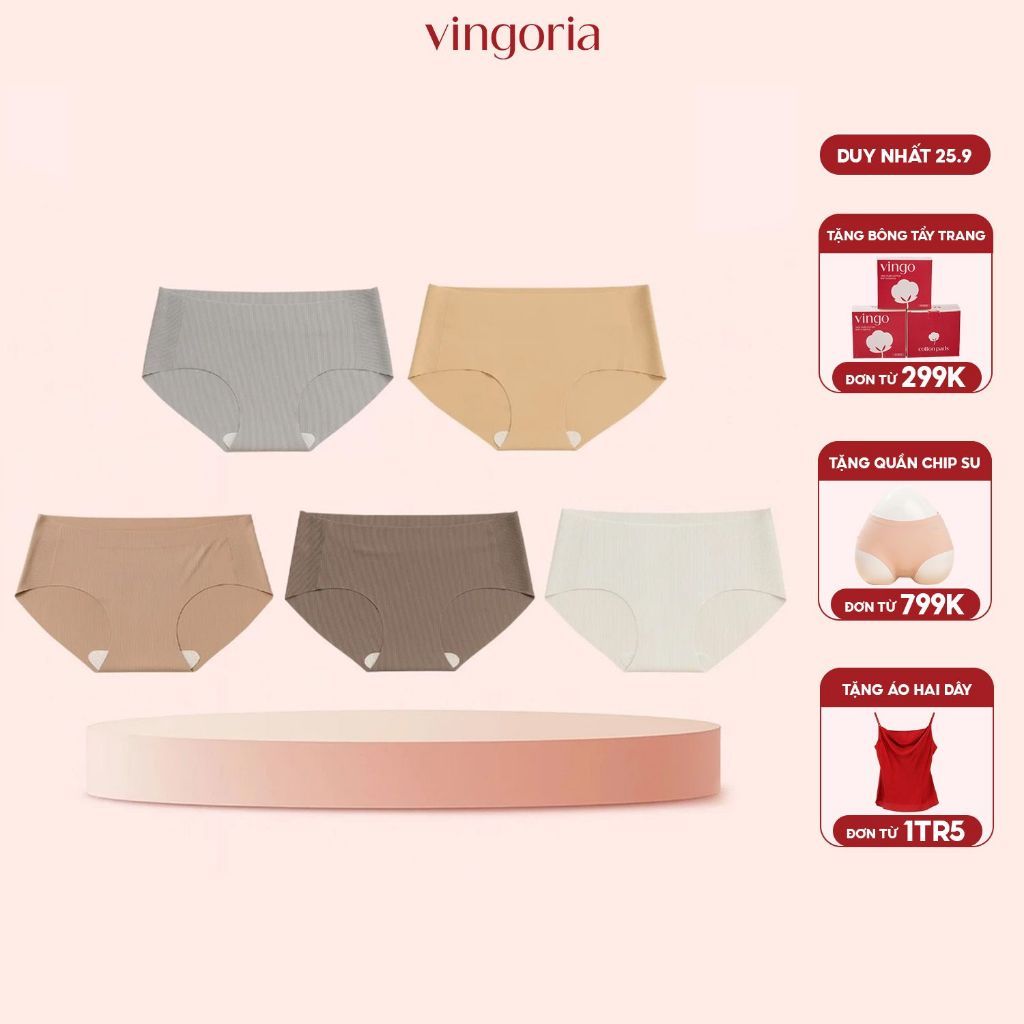 Set 5 quần lót nữ su thạch không đường may VINGO/VINGORIA quần lót kháng khuẩn siêu tàng hình CB74