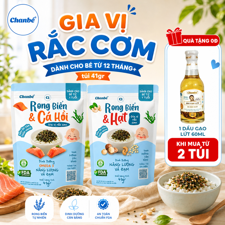 Gia vị rắc cơm rong biển mix cá hồi và rong biển mix các hạt dinh dưỡng Chan Bé 41gr mỗi gói zip