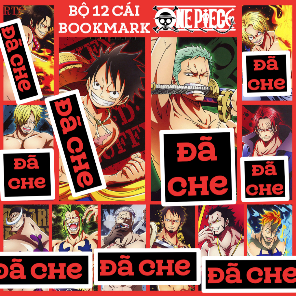 Bộ 12 bookmark ONE PIECE Monkey D. Luffy Roronoa Zoro Sanji Ace Shanks ...
