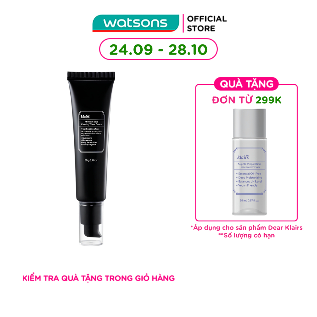 Kem Dưỡng Dear Klairs Midnight Blue Clearing Water Cream 50g