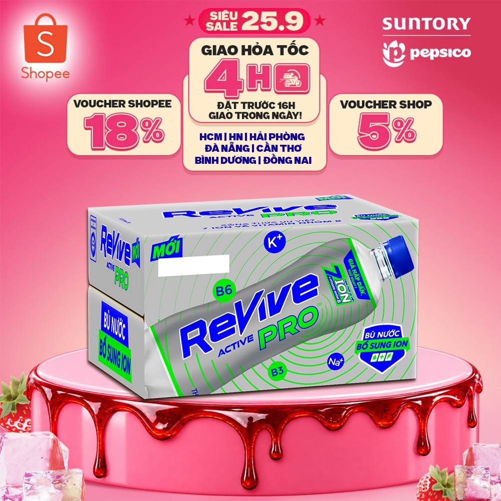 [Giao hỏa tốc] Thùng 24 Chai Nước Điện Giải Revive Thể Thao Active Pro Không Ga (450ml/chai)