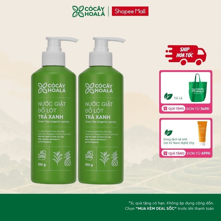 [HỎA TỐC] Nước giặt đồ lót trà xanh Cỏ Cây Hoa Lá 350gr kháng khuẩn, ngăn ngừa nấm & làm sạch hiệu quả