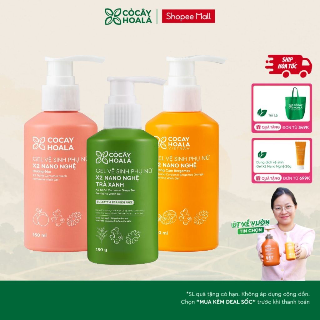 [HỎA TỐC] [LIVE KOL] Dung Dịch Vệ Sinh Cỏ Cây Hoa Lá Gel x2 Nano Nghệ Phiên Bản Mới 150ml