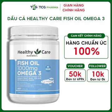Dầu cá Omega 3 Healthy Care Fish Oil 1000mg hỗ trợ mắt sáng, tốt cho tim mạch lọ 400 viên