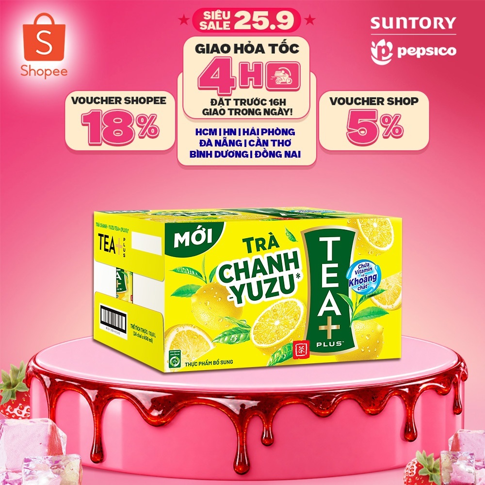 [MỚI-GIÁ DÙNG THỬ] Thùng 24 Chai Trà Ô long Tea+ Vị Chanh Yuzu (450 ml/chai)