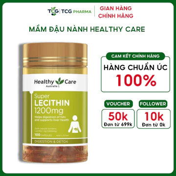 Mầm đậu nành điều hòa nội tiết tố nữ Healthy Care Super Lecithin 1200mg tăng cường sức khỏe tim mạch