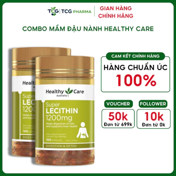 Combo 2 Mầm đậu nành điều hòa nội tiết tố Healthy Care Super Lecithin tăng cường sức khỏe tim mạch