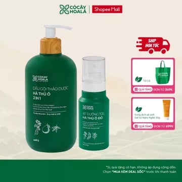 [HỎA TỐC] COMBO Dầu Gội Thảo Dược Cỏ Cây Hoa Lá Hà Thủ Ô 2in1 420g & Xịt Tóc Hà Thủ Ô Giúp Tóc Trông Dày, Bồng Bềnh
