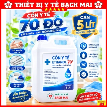 Cồn Y Tế 70 Độ Can 5 Lít – Cồn Ethanol Sát Khuẩn Sát Trùng Dung Tích Lớn