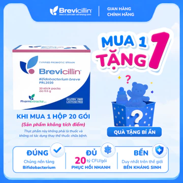 (DEAL HOT_ MUA 1 TẶNG 1) Men vi sinh Brevicillin 20 tỷ lợi khuẩn hỗ trợ cân bằng hệ vi sinh đường ruột (HỘP 20 GÓI)