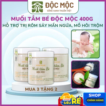 Muối tắm bé Độc Mộc, muối tắm bé sinh dươc hoàn toàn từ thảo dược thiên nhiên trọng lượng 400g