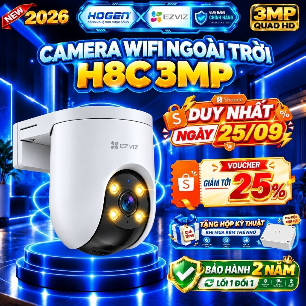 Camera Wifi Ngoài Trời EZVIZ Quay Quét 360 H9C, H8, C8C,H8C PRO C8W 2K 3K - Tích Hợp AI- Đêm Có Màu