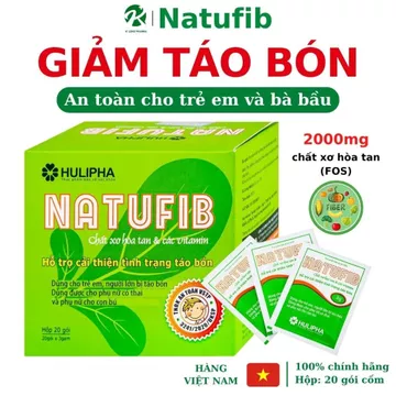 Chất Xơ Natufib Hộp 20 Gói, Giảm Táo Bón Cho Bé Và Người Lớn, Chất Xơ Hòa Tan Fructose Oligosaccharide (FOS)