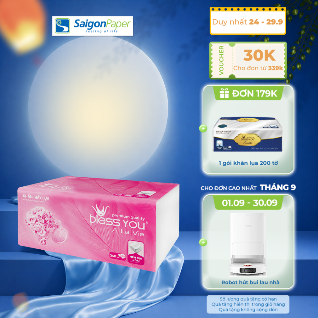Gói Khăn giấy Softpack Bless You Alavie 250 tờ