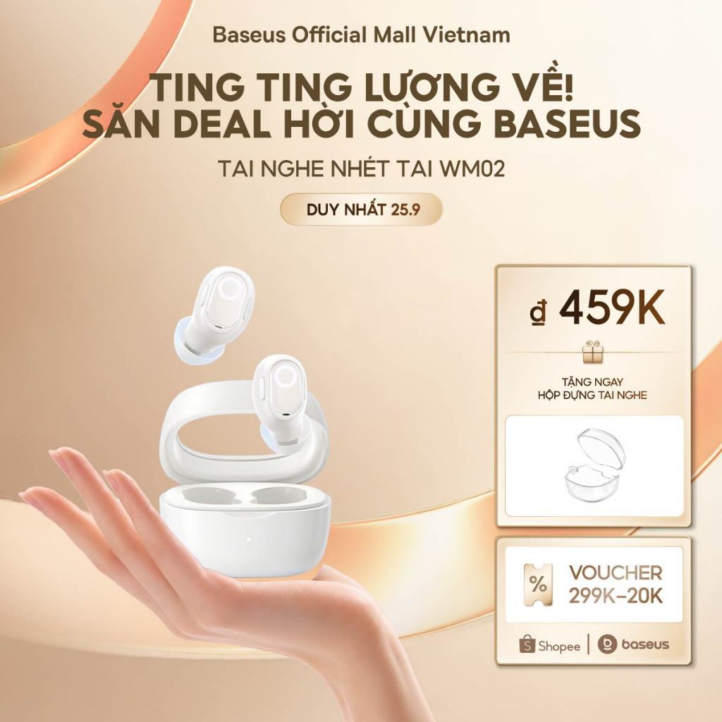 [MÀU HỒNG SIÊU HOT - MỚI VỀ]Tai nghe nhét tai không dây BASEUS WM02 bluetooth 5.3 TWS chống ồn thời lượng pin 25 giờ