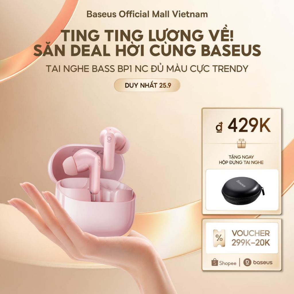 [MỚI VỀ - MÀU TRENDY] Tai Nghe Không Dây Baseus BP1 NC Chống Ồn Thông Minh,Chống Nước,Pin 41h,Chill Trọn Mọi Khoảnh Khắc