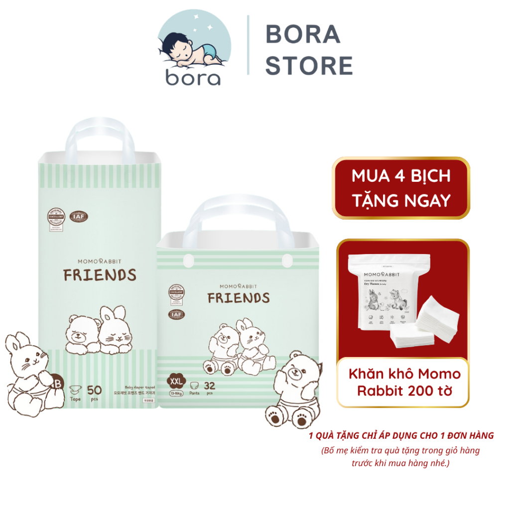 Bỉm Momo Rabbit Friends mỏng nhẹ, thấm hút tốt, chống tràn cho bé