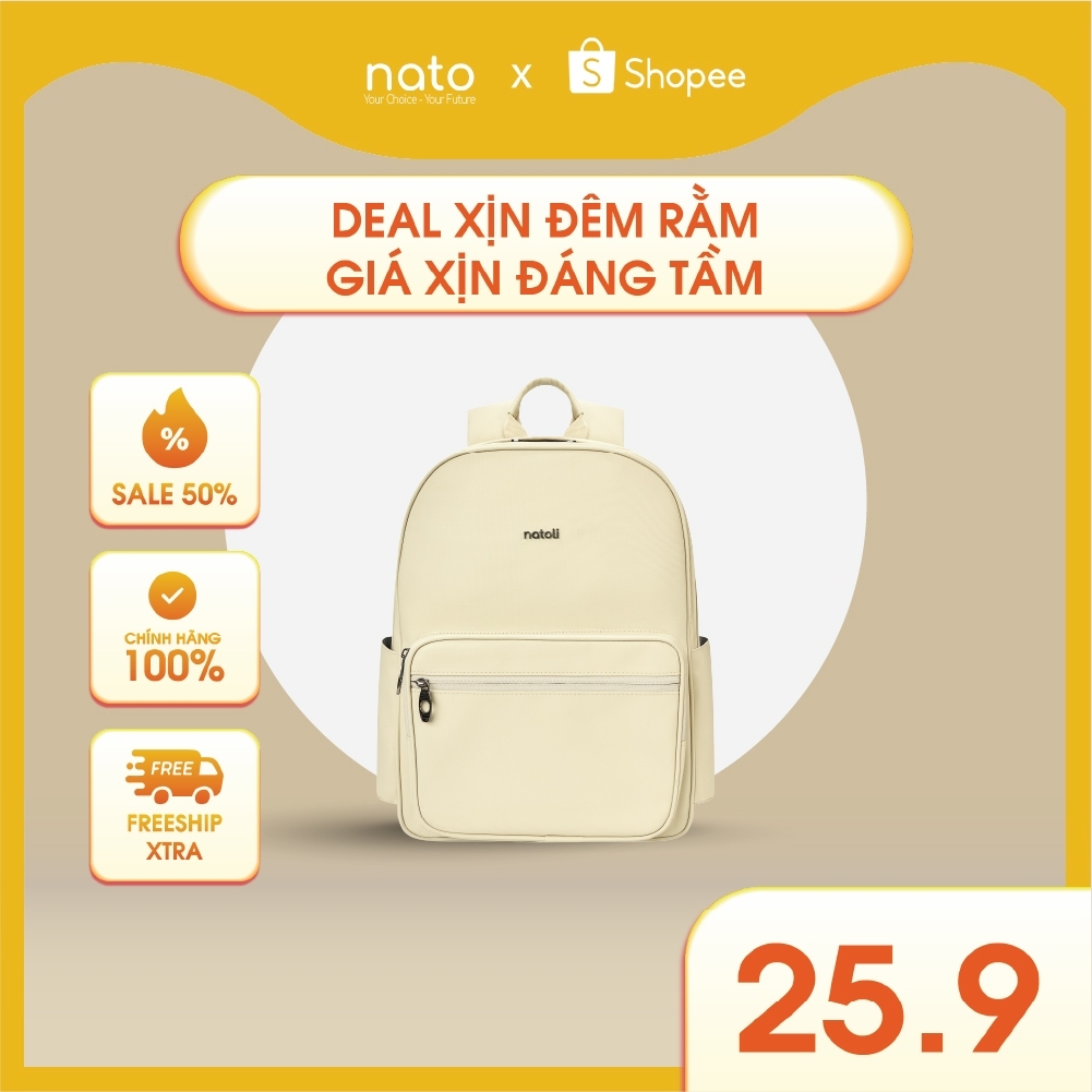 Balo da đi học nam nữ NATOLI, chống nước nhiều ngăn, đựng laptop cao cấp BST B27