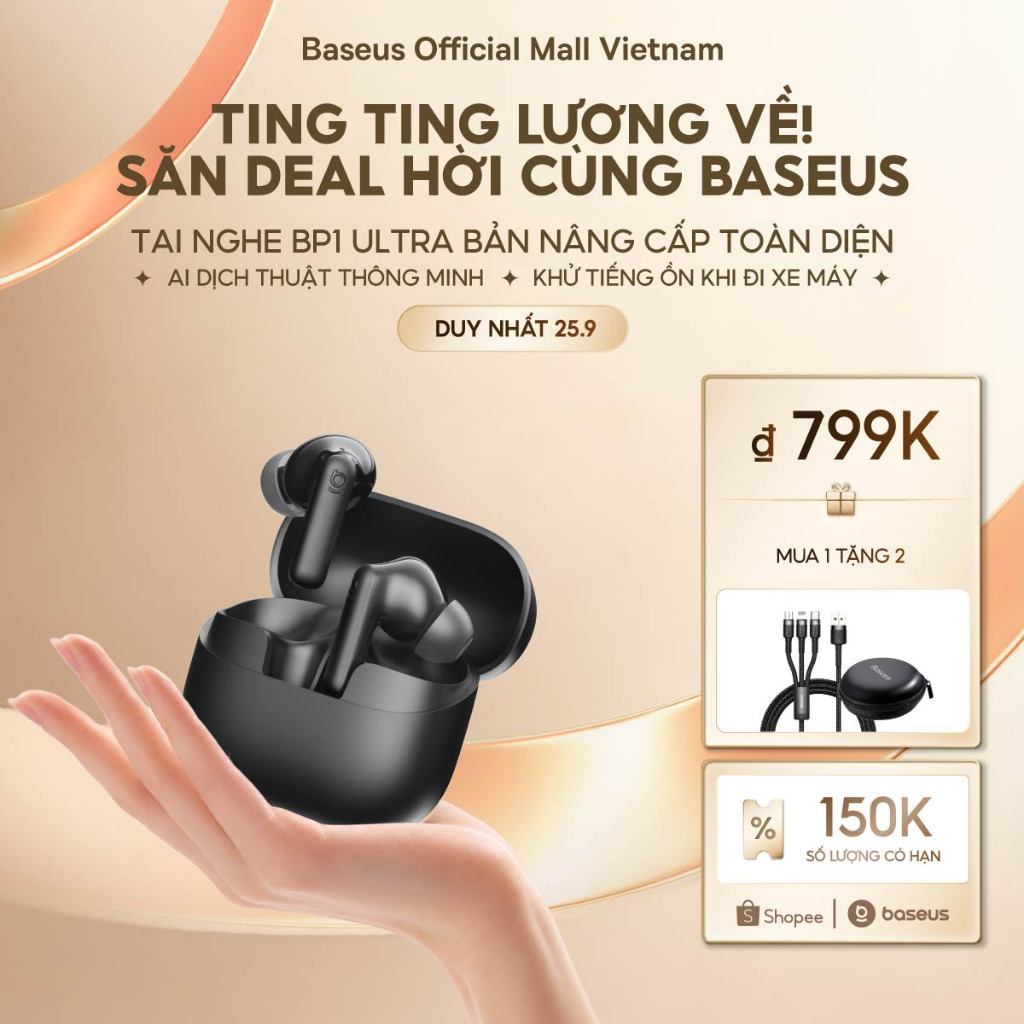 [SIÊU PHẨM AI - MUA 1 TẶNG 2 ] Tai Nghe BP1 Ultra Tích Hợp AI Dịch Thuật Thông Minh,Khử Tiếng Ồn Khi Đi Xe Máy